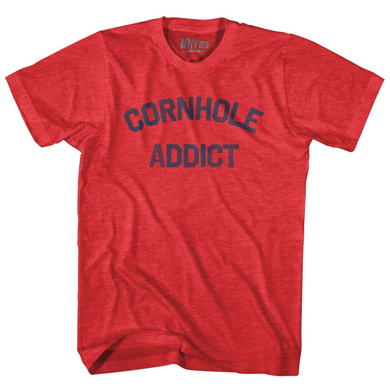 Cornhole Addict Adult Tri-Blend T-shirt - Heather Red