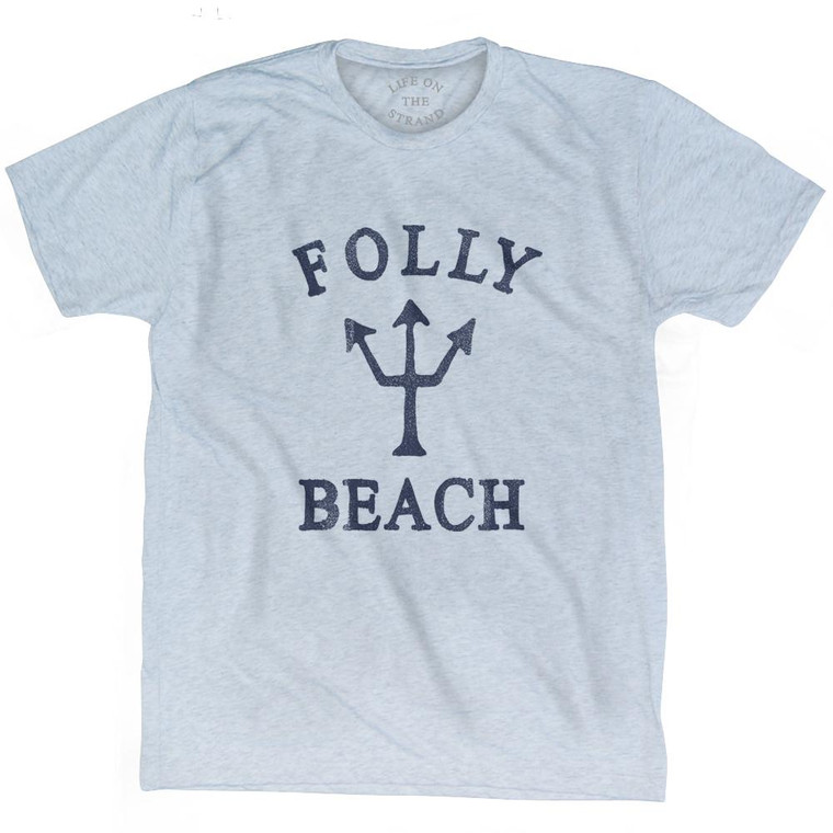 South Carolina Folly Beach Trident Adult Tri-Blend T-Shirt by Ultras