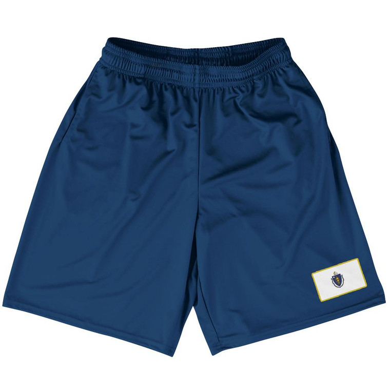 Massachusetts State Heritage Flag Basketball Practice Shorts Made In USA by Ultras