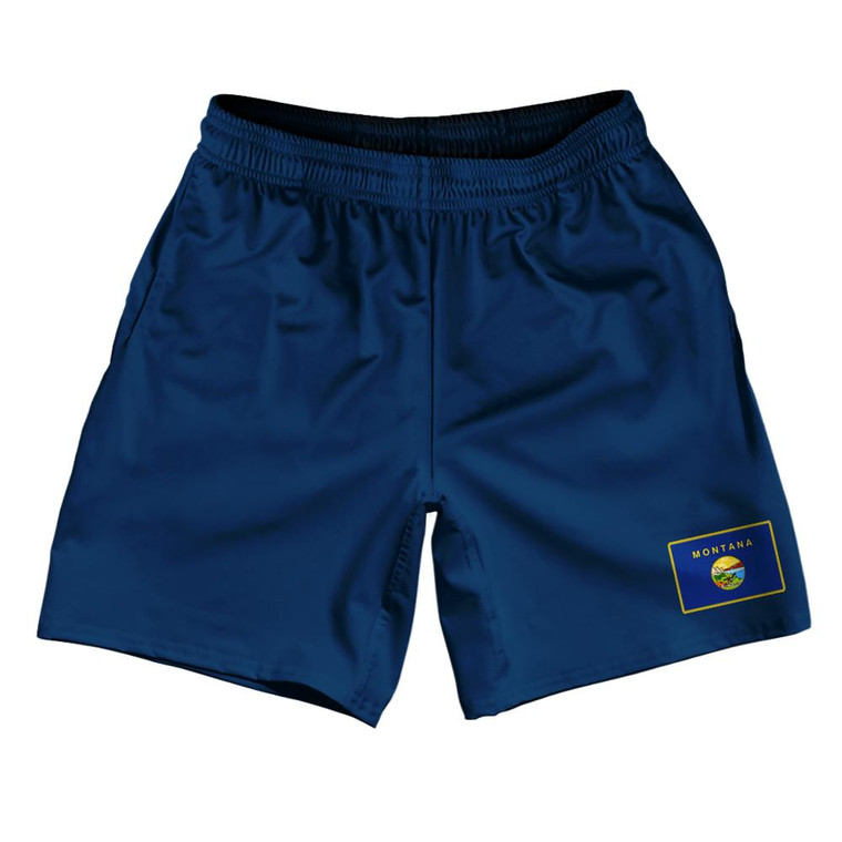 Montana State Heritage Flag Athletic Running Fitness Exercise Shorts 7" Inseam Made in USA Shorts by Ultras