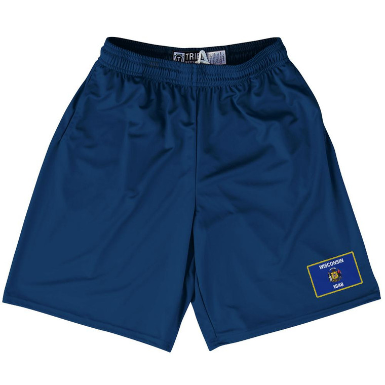 Wisconsin State Heritage Flag Lacrosse Shorts Made in USA by Ultras