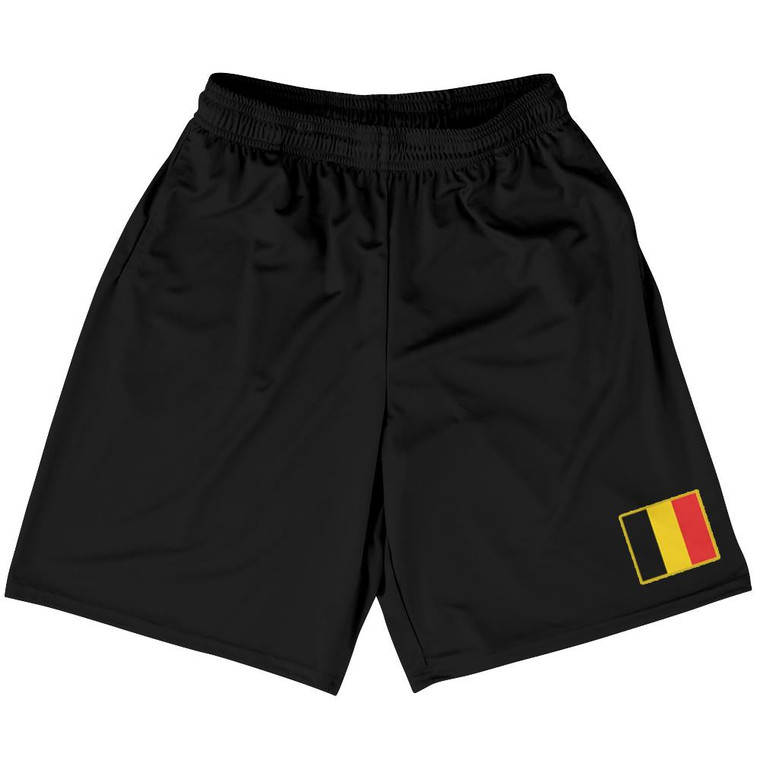 Belgium Country Heritage Flag Basketball Practice Shorts Made In USA by Ultras