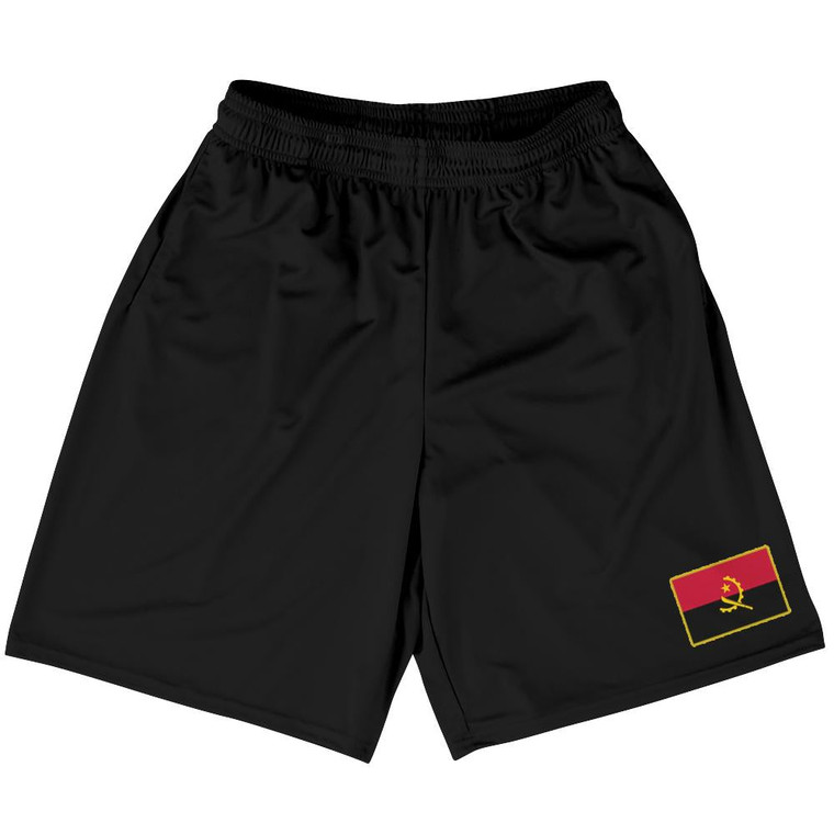 Angola Country Heritage Flag Basketball Practice Shorts Made In USA by Ultras