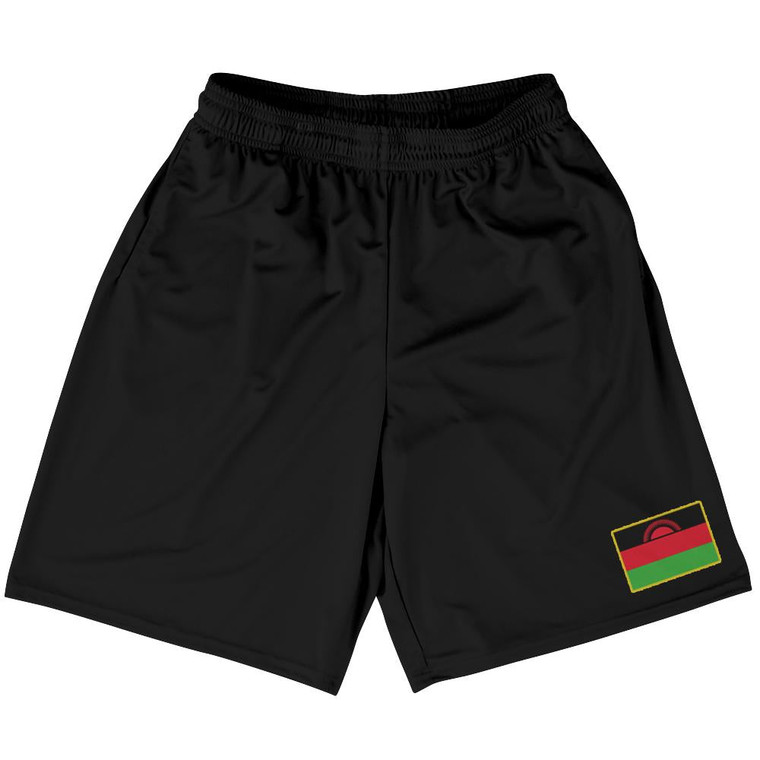 Malawi Country Heritage Flag Basketball Practice Shorts Made In USA by Ultras