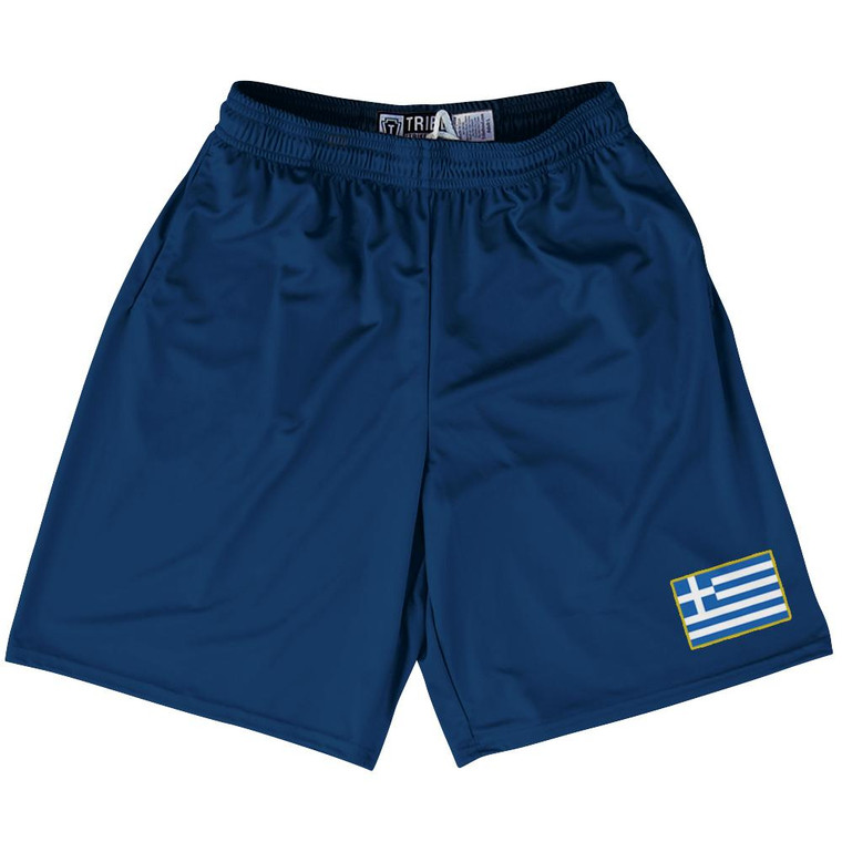 Greece Country Heritage Flag Lacrosse Shorts Made In USA by Ultras