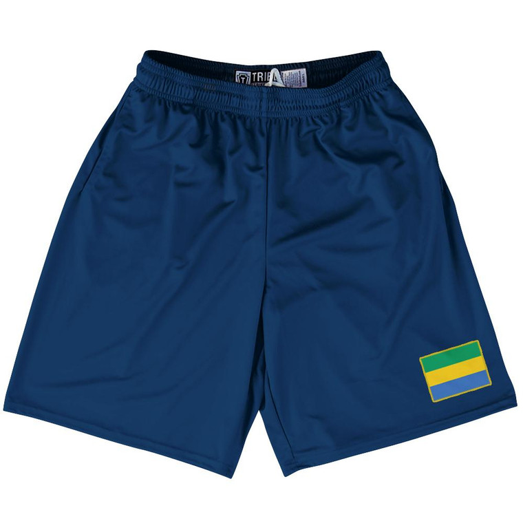 Gabon Country Heritage Flag Lacrosse Shorts Made In USA by Ultras