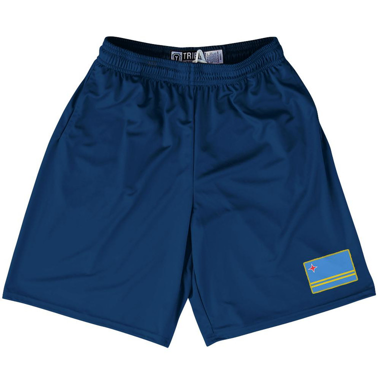 Aruba Country Heritage Flag Lacrosse Shorts Made In USA by Ultras