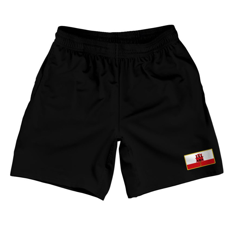 Gibraltar Country Heritage Flag Athletic Running Fitness Exercise Shorts 7" Inseam Made In USA Shorts by Ultras