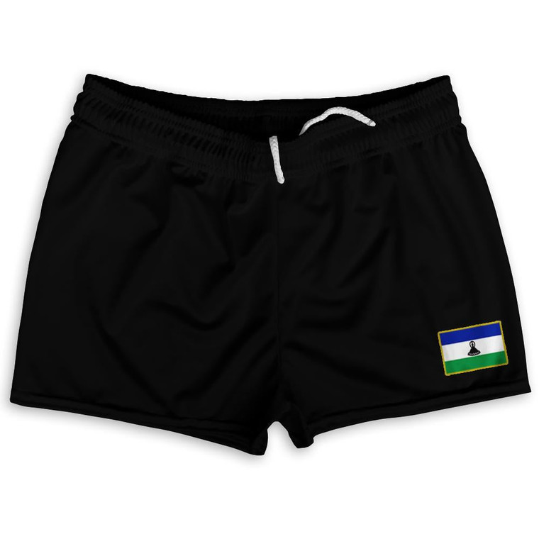 Lesotho Country Heritage Flag Shorty Short Gym Shorts 2.5" Inseam Made In USA by Ultras