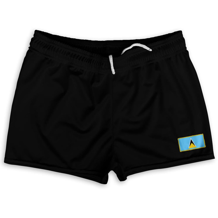 Saint Lucia Country Heritage Flag Shorty Short Gym Shorts 2.5" Inseam Made In USA by Ultras