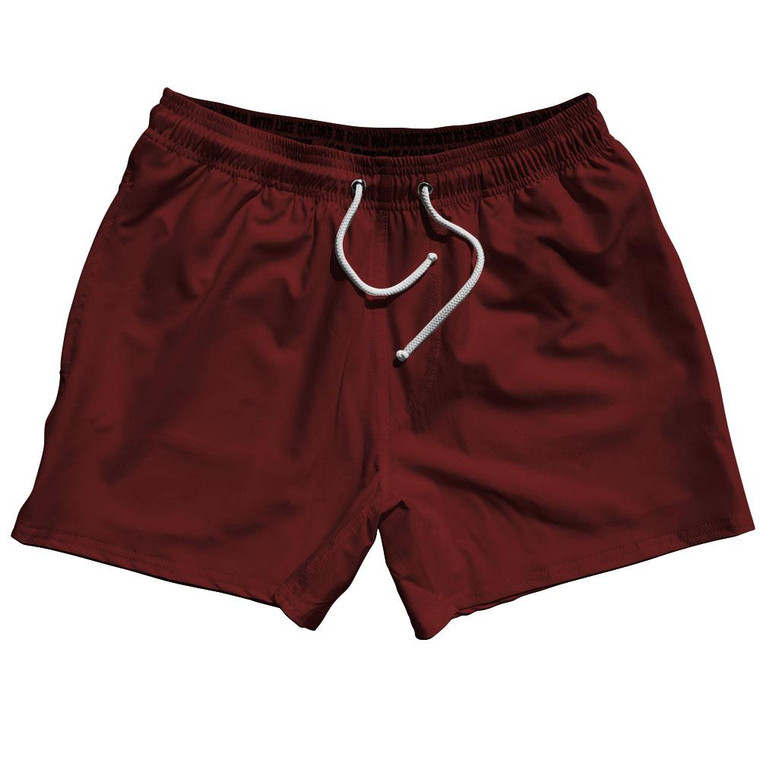 Red Maroon Blank 5" Swim Shorts Made in USA by Ultras