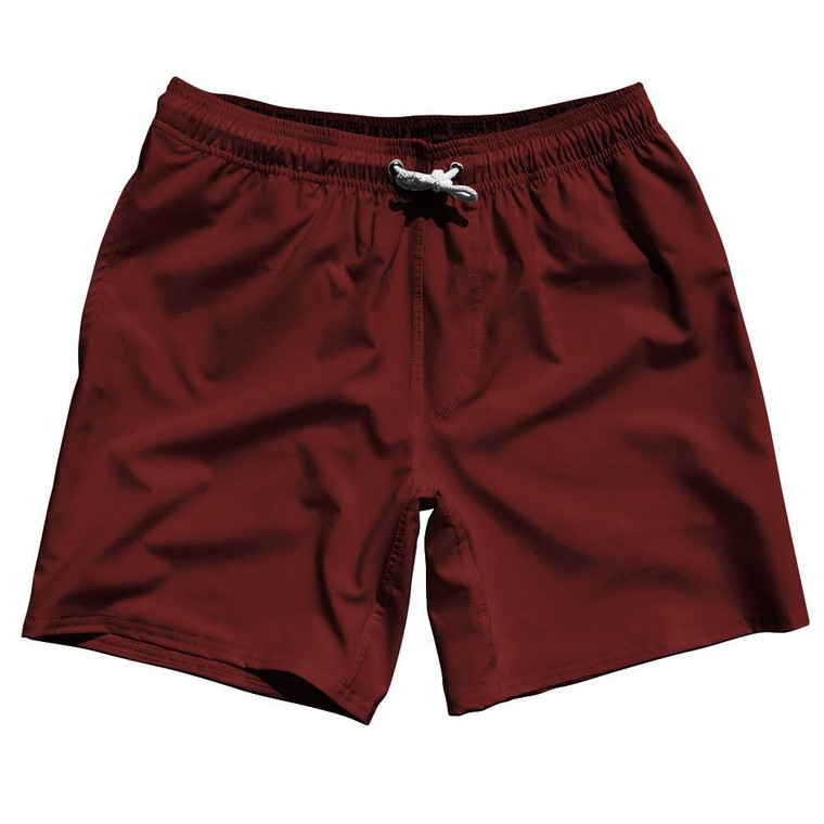 Red Maroon Blank 7" Swim Shorts Made in USA by Ultras