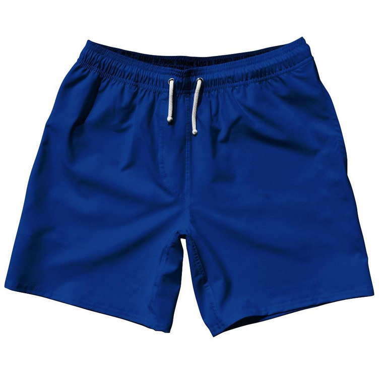 Blue Royal Dull Blank 7" Swim Shorts Made in USA by Ultras