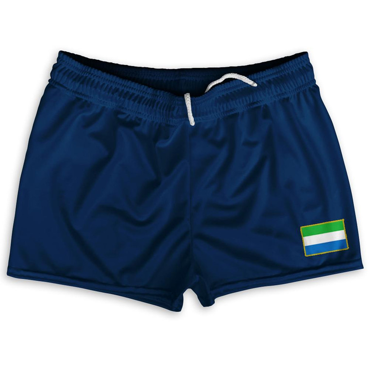 Sierra Leone Country Heritage Flag Shorty Short Gym Shorts 2.5" Inseam Made In USA by Ultras