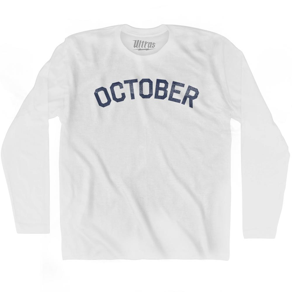 Image of October Adult Cotton Long Sleeve T-Shirt - White