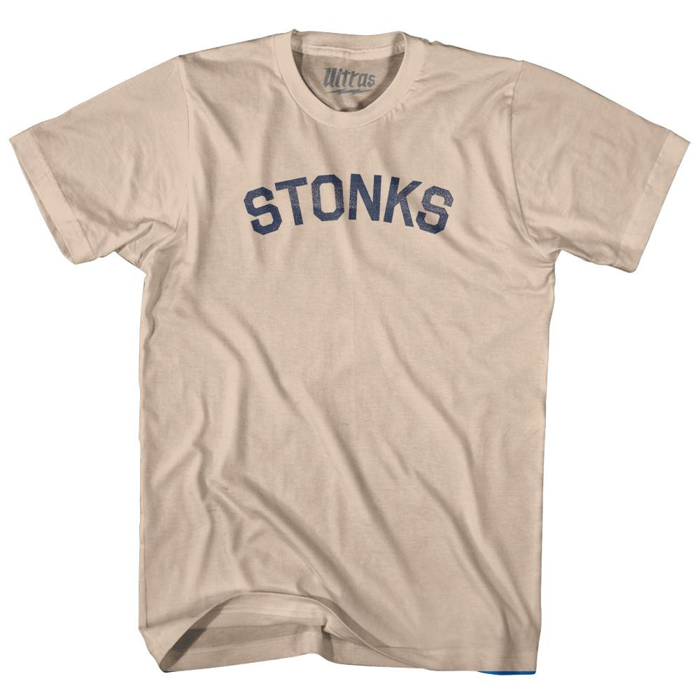 Image of Stonks Adult Cotton T-Shirt - Creme