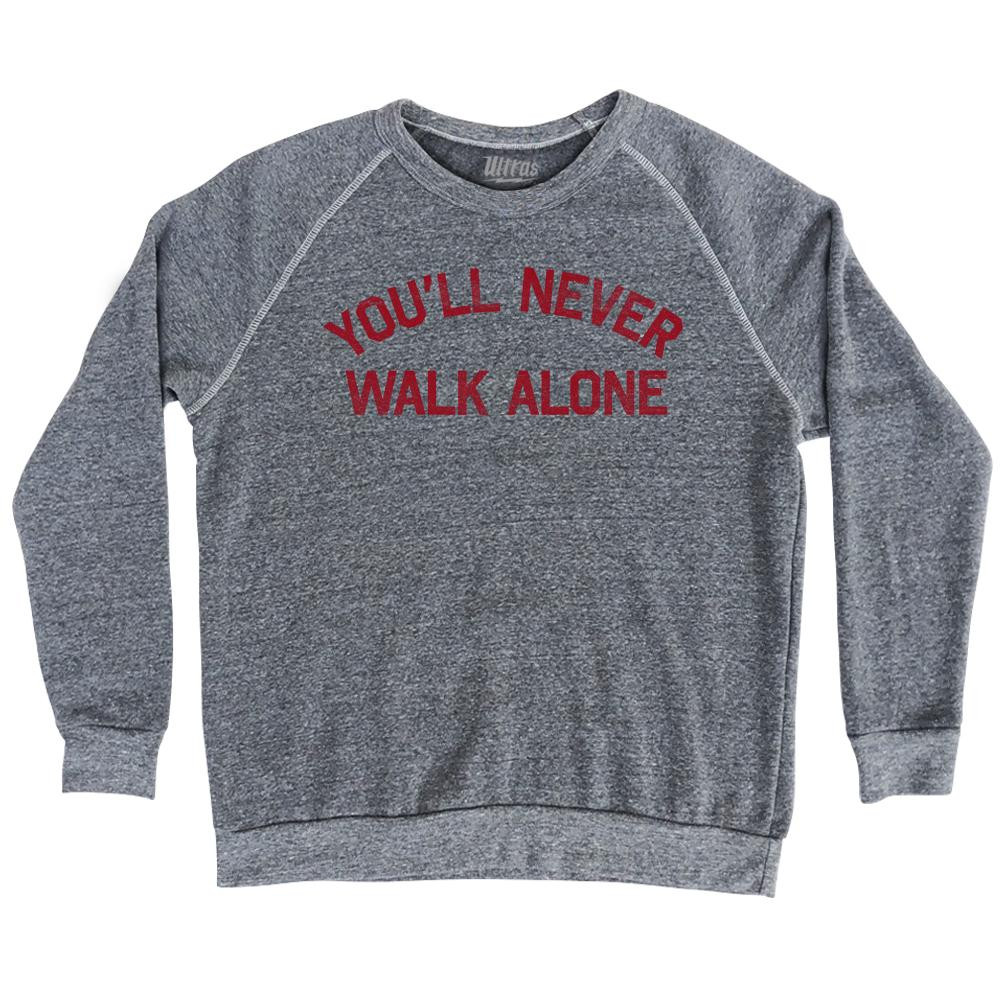 Image of You'll Never Walk Alone Liverpool Soccer Adult Tri-Blend Sweatshirt - Athletic Grey