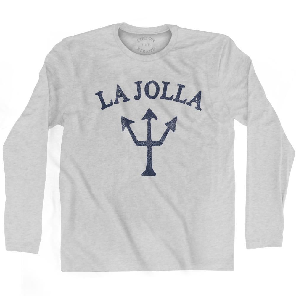 Image of California La Jolla Trident Adult Cotton Long Sleeve T-Shirt - White