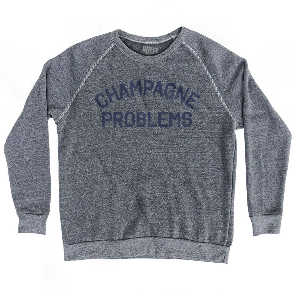 Image of Champagne Problems Adult Tri-Blend Sweatshirt - Athletic Grey