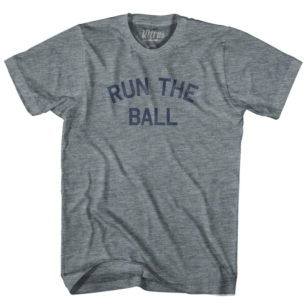 Image of Run The Ball Adult Tri-Blend T-Shirt - Athletic Grey