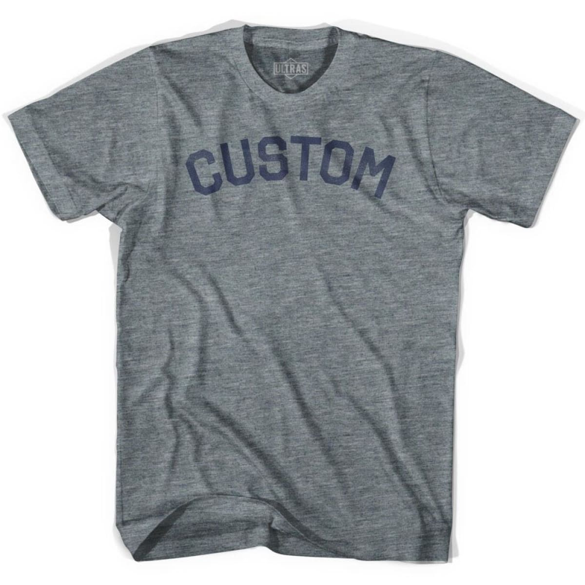 Image of Custom Text Athletic Grey Tri-Blend T-shirt - Athletic Grey