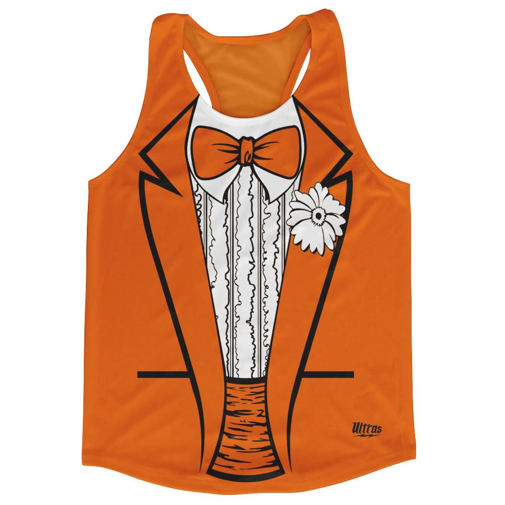 Image of Orange Tuxedo Dumb and Dumber Running Tank Top Racerback Track and Cross Country Singlet Jersey Made In USA - Orange