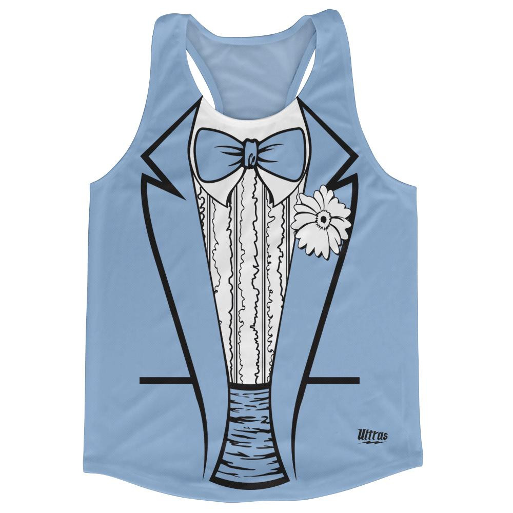 Image of Carolina Blue Tuxedo Running Tank Top Racerback Track and Cross Country Singlet Jersey Made In USA - Carolina Blue