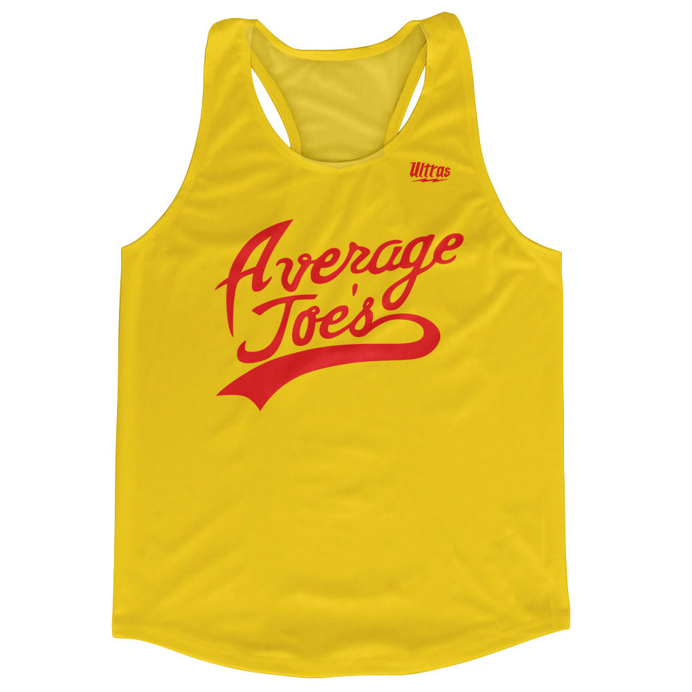 Image of Average Joes Cursive Logo Running Racerback Tank Track Singlet Jersey Made In USA - Yellow