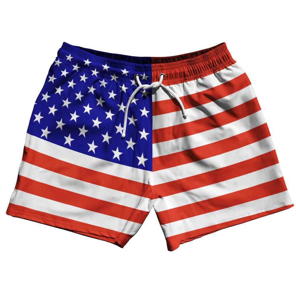 Image of American Flag 5" Swim Shorts Made in USA - Royal Blue