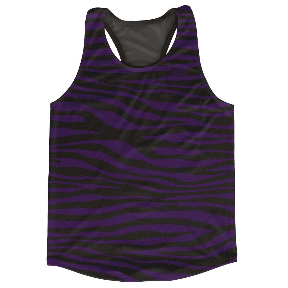 Image of Black & Purple Zebra Running Tank Top Racerback Track & Cross Country Singlet Jersey Made In USA-Black & Purple