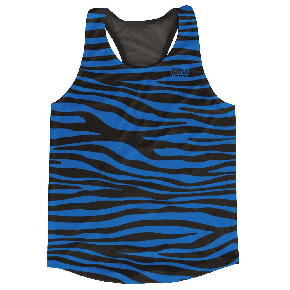 Image of Black & Royal Blue Zebra Running Tank Top Racerback Track & Cross Country Singlet Jersey Made In USA - Black & Royal Blue
