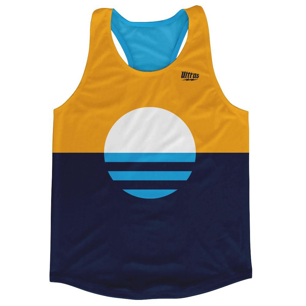 Image of Milwaukee Flag Running Tank Top Racerback Track & Cross Country Singlet Jersey Made In USA - Yellow Blue