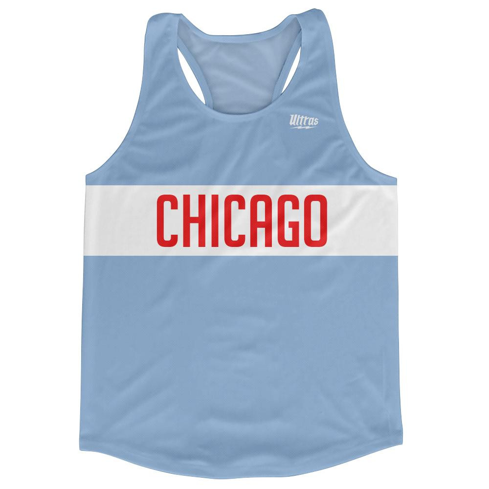 Image of Chicago City Finish Line Running Tank Top Racerback Track and Cross Country Singlet Jersey Made In USA - Canal Blue