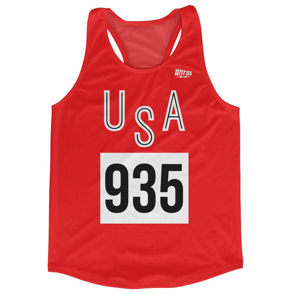 Image of Bruce Jenner 935 USA Running Track & Field Gold Medal Running Top Made In USA - Red