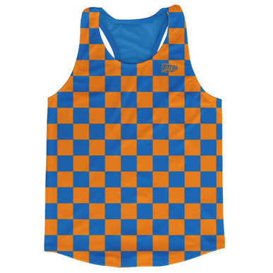 Current☆RETRO TRACK JERSEY TOP royal-orange-checkerboard-