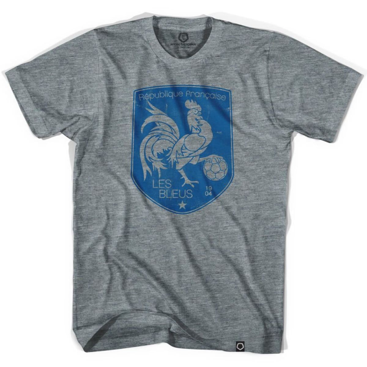 Image of France Rooster Shield Soccer T-shirt-Adult - Athletic Grey