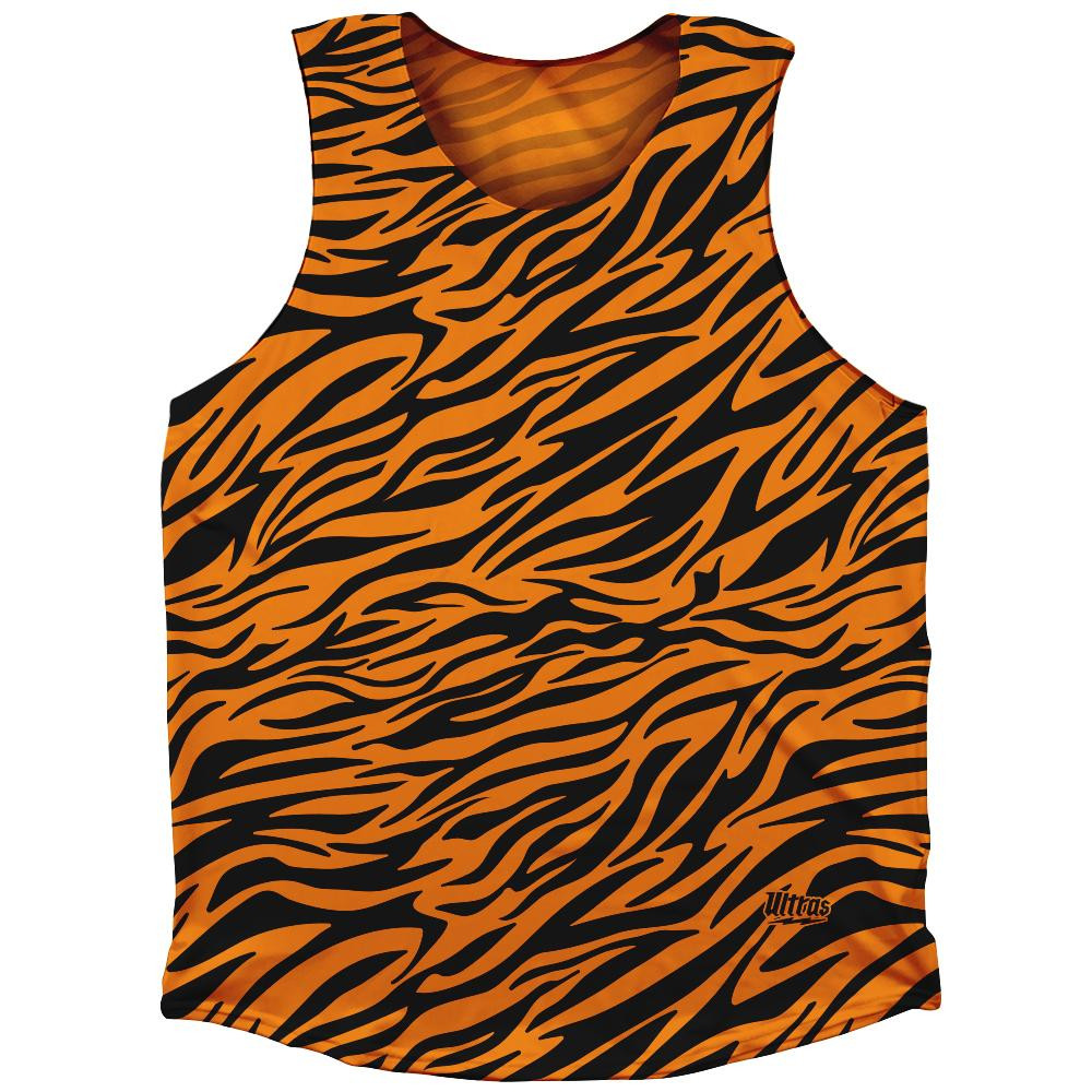 Image of Exotic Tiger King Pattern Athletic Tank Top Made In USA - Orange Black