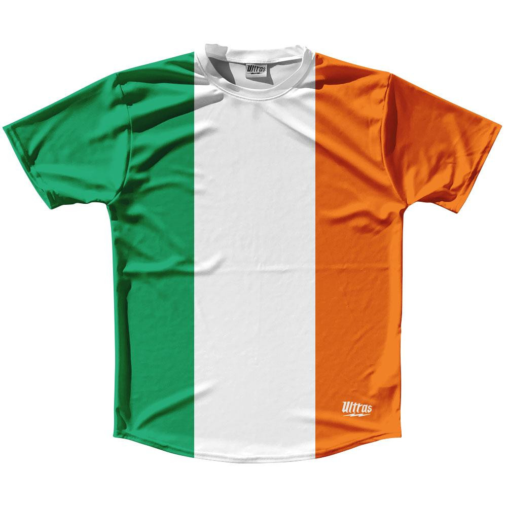 Image of Ireland Country Flag Running Shirt Track Cross Country Performance Top Made In USA - White Green