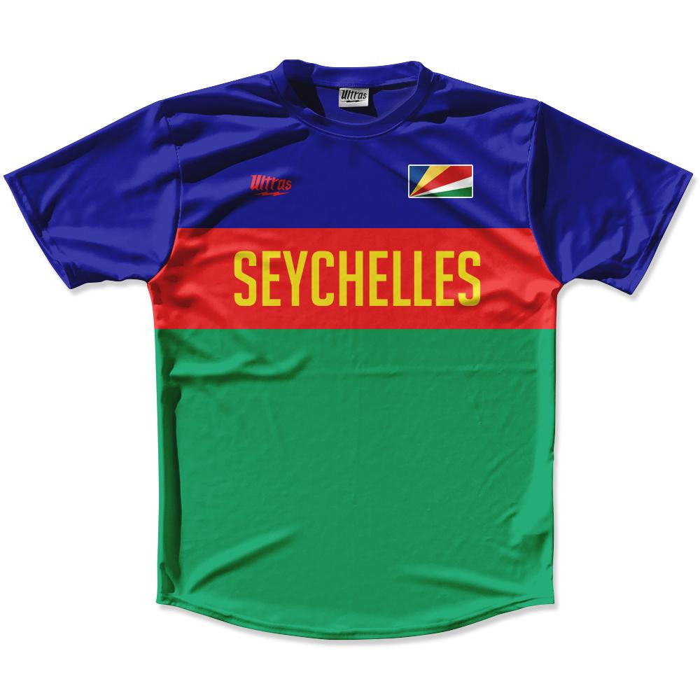 Image of Ultras Seychelles Flag Finish Line Running Cross Country Track Shirt Made In USA - Green Royal