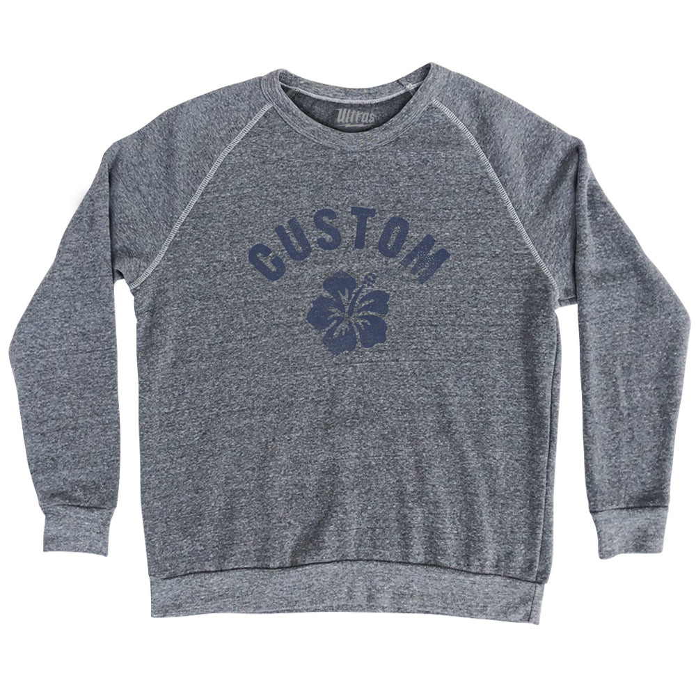 Image of Custom Hibiscus Adult Tri-Blend Sweatshirt - Athletic Grey