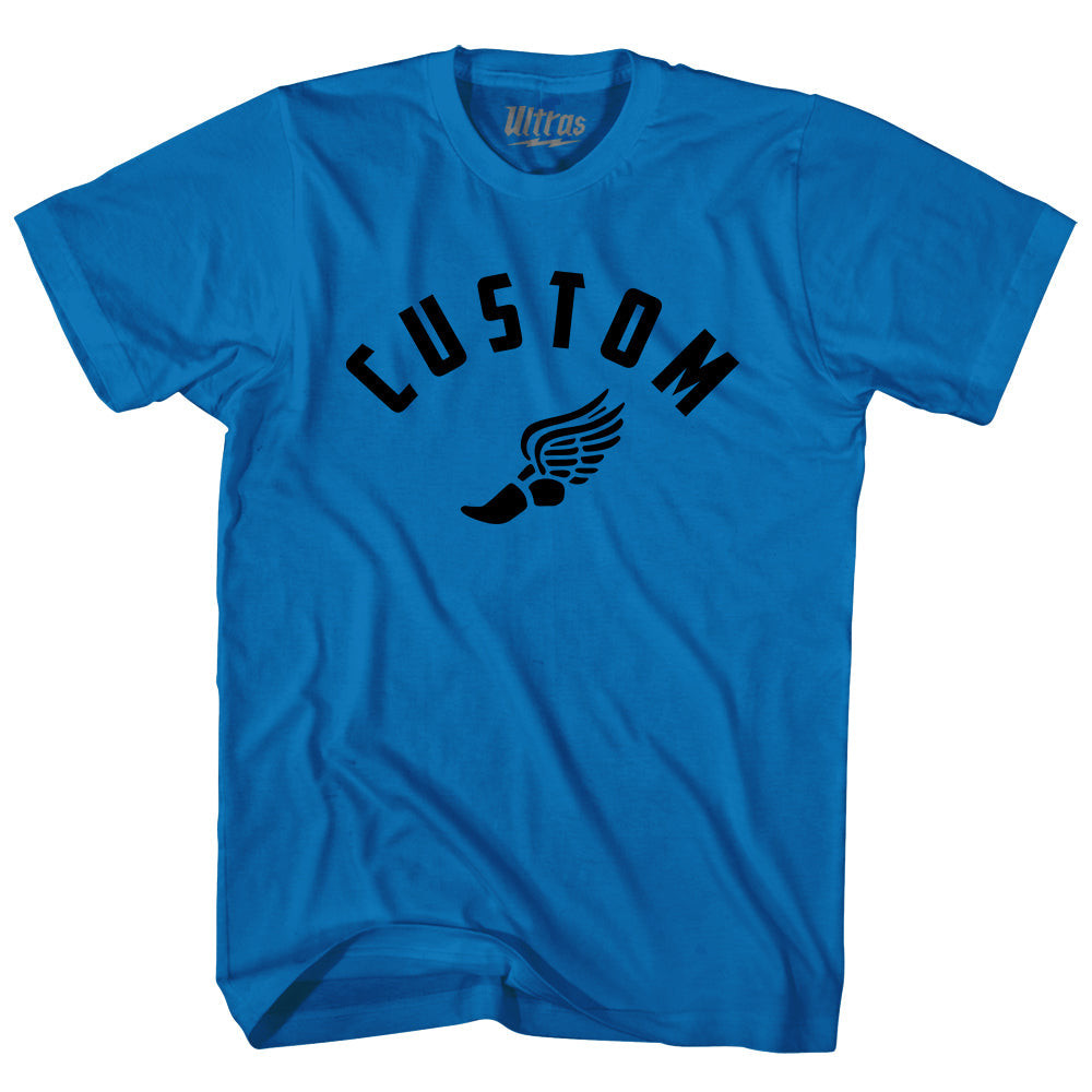 Image of Custom Track Winged Foot Adult Cotton T-shirt-Royal Blue