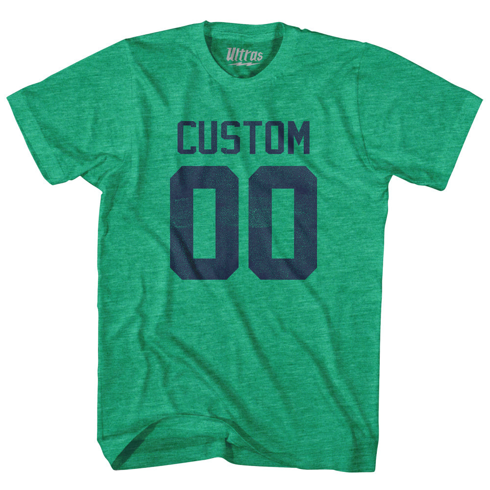 Image of Custom Name And Number Adult Tri-Blend T-shirt - Athletic Green