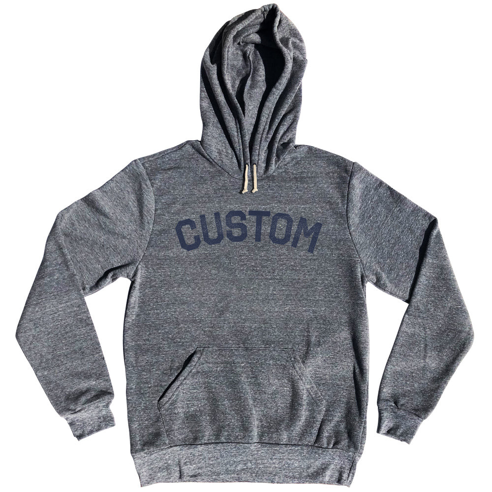 Image of Custom Text Tri-Blend Hoodie - Athletic Grey