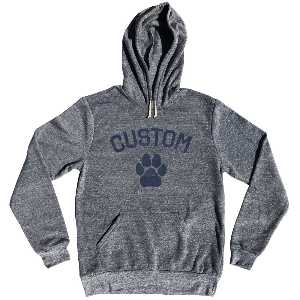 Image of Custom Dog Paw Tri-Blend Hoodie - Athletic Grey