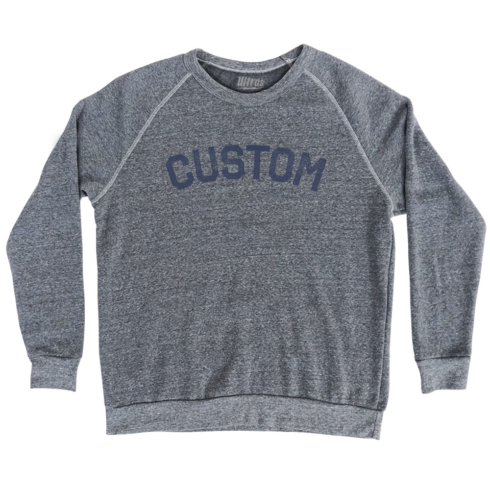 Image of Custom Text Adult Tri-Blend Sweatshirt - Athletic Grey