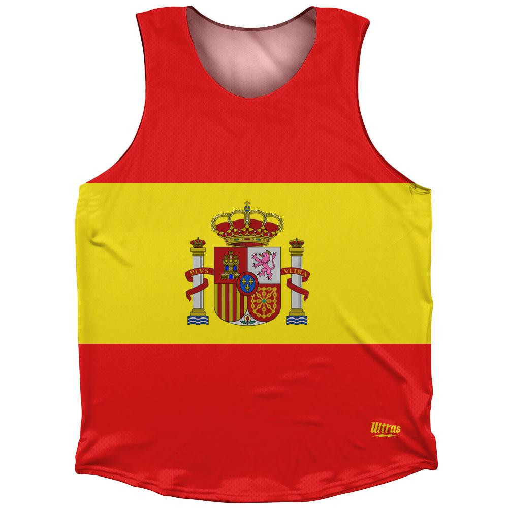 Image of Spain Country Flag Athletic Tank Top Made in USA - Red Yellow