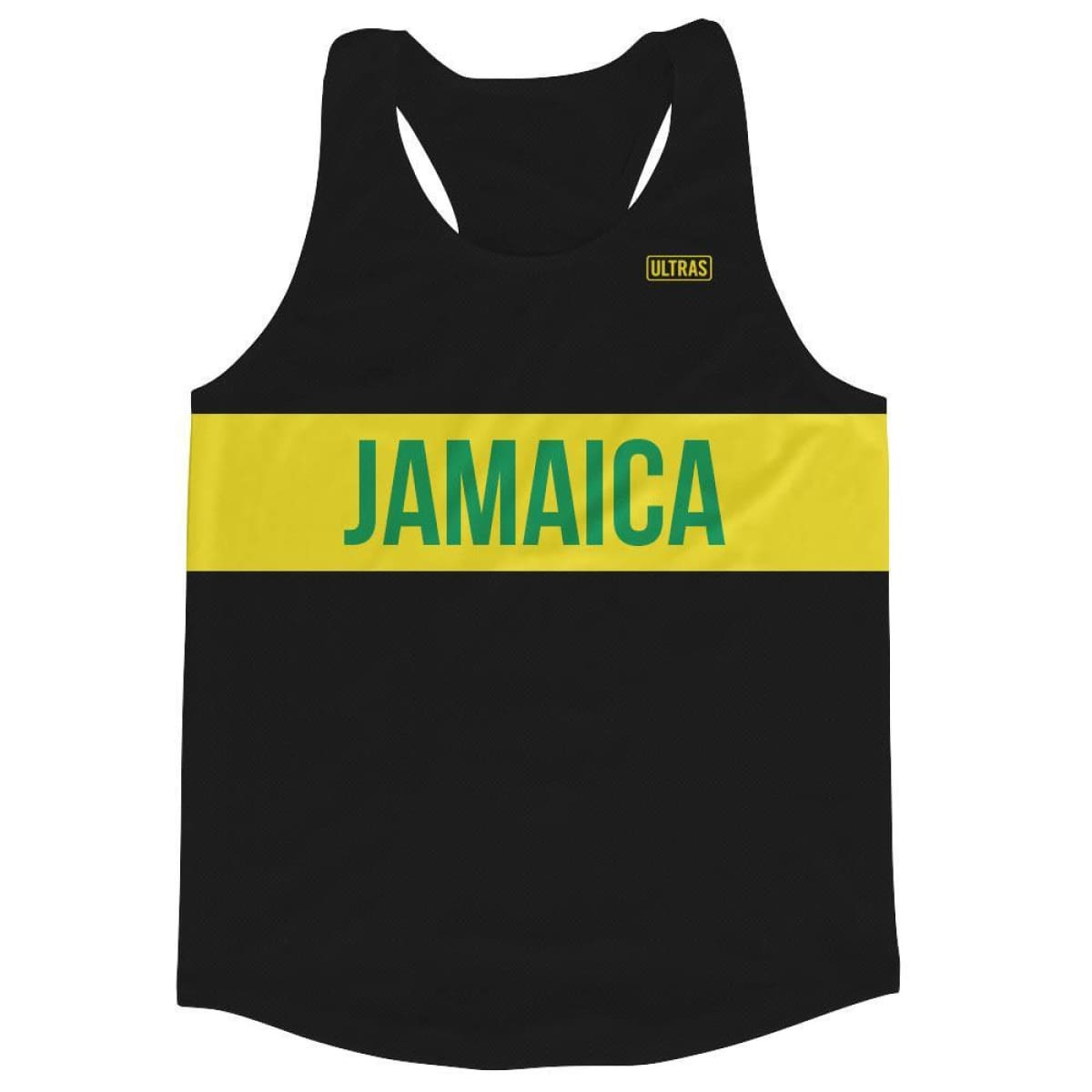 Image of Jamaica Running Tank Top Racerback Track and Cross Country Singlet Jersey Made In USA - Black