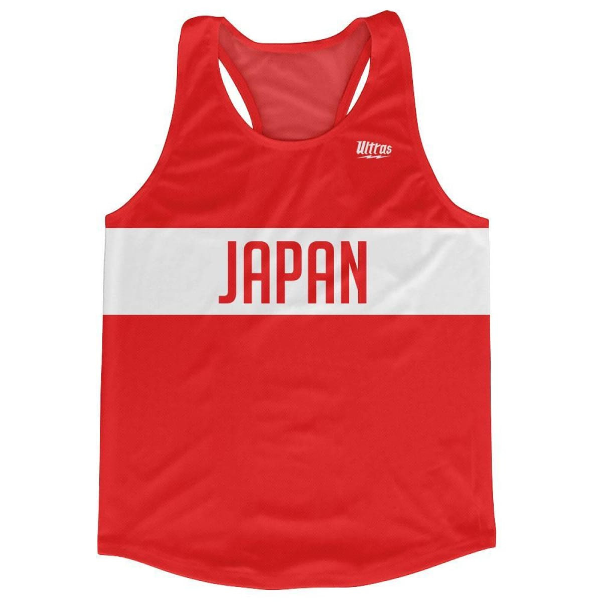 Image of Japan Country Finish Line Running Tank Top Racerback Track and Cross Country Singlet Jersey Made In USA - Red White