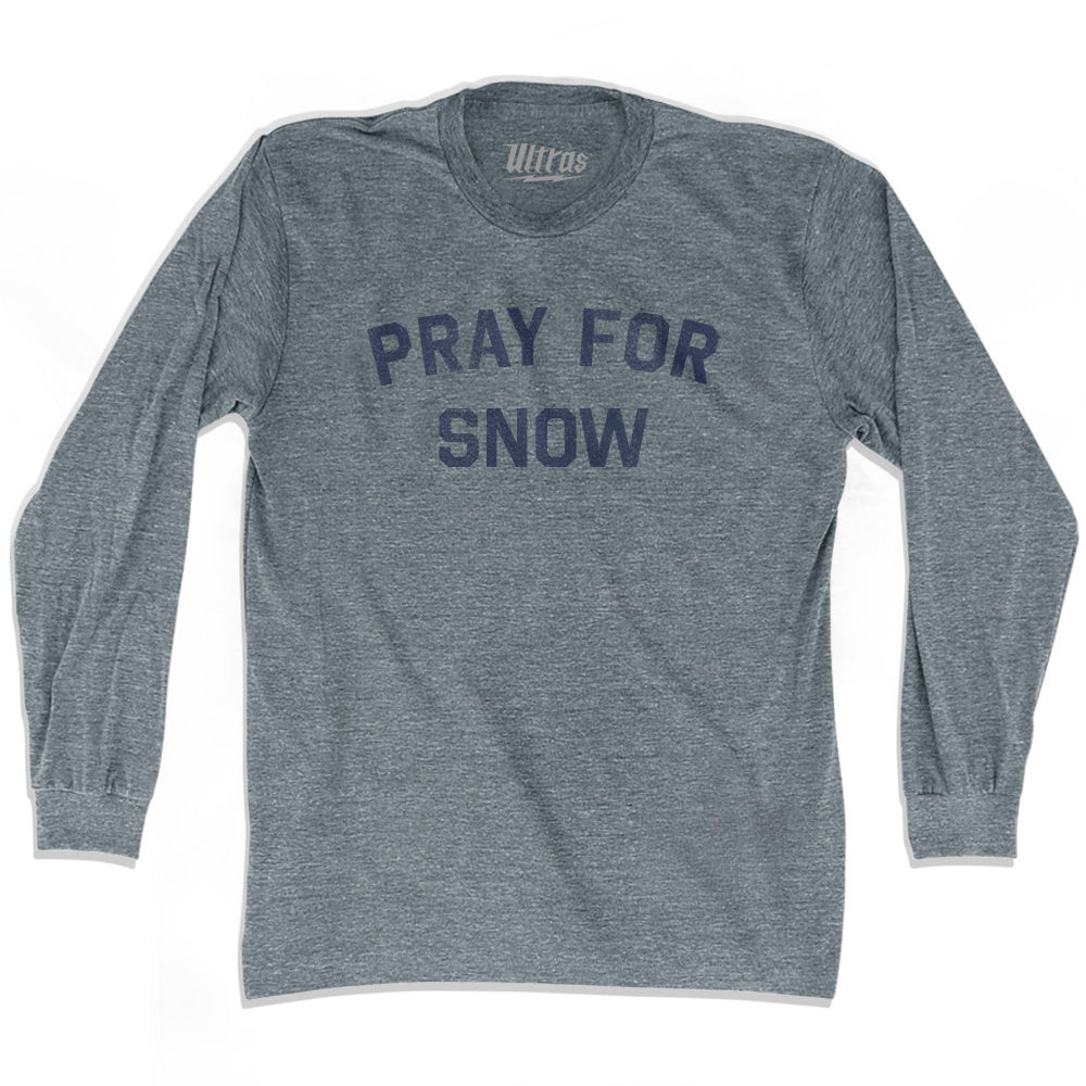 Image of Pray For Snow Adult Tri-Blend Long Sleeve T-shirt - Athletic Grey