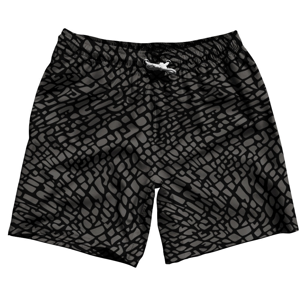 Image of Elephant Skin Pattern 7" Swim Shorts Made in USA - Black